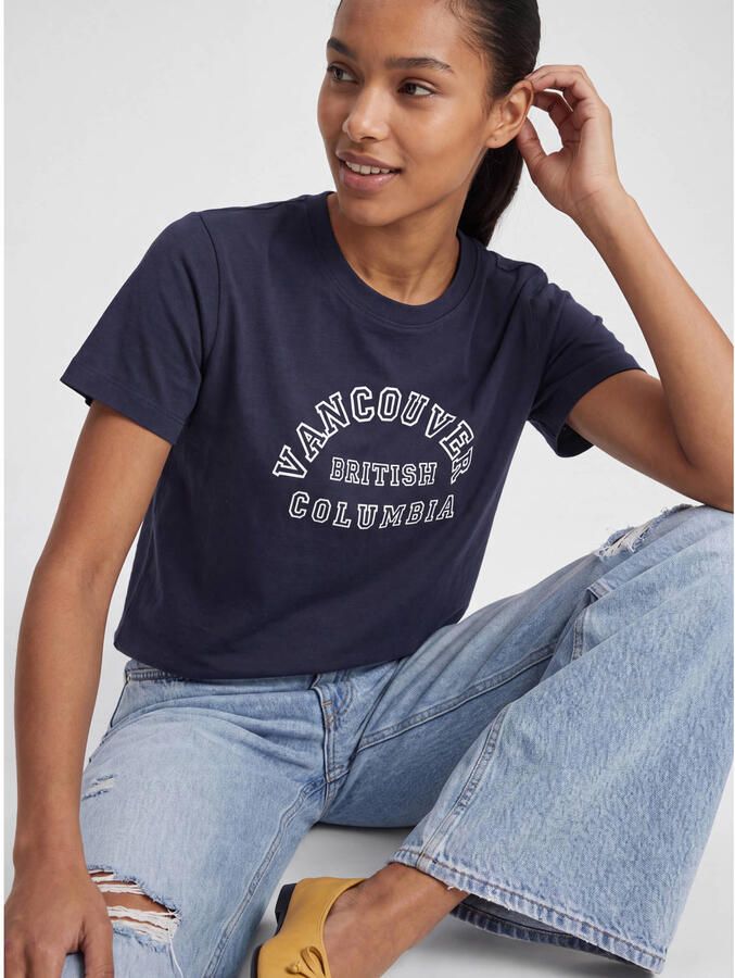 JJXX rechtvallend T-shirt met print marineblauw - Foto 2