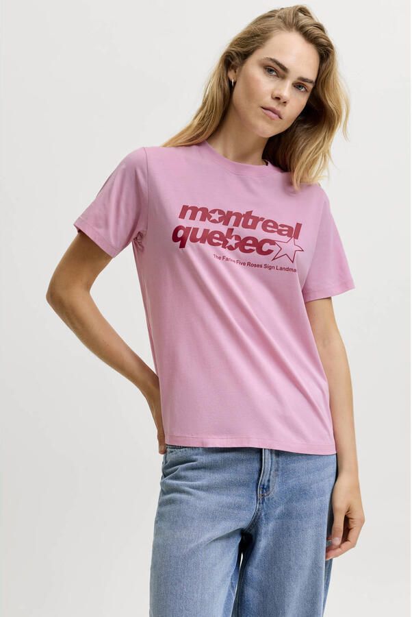 JJXX rechtvallend T-shirt met print roze