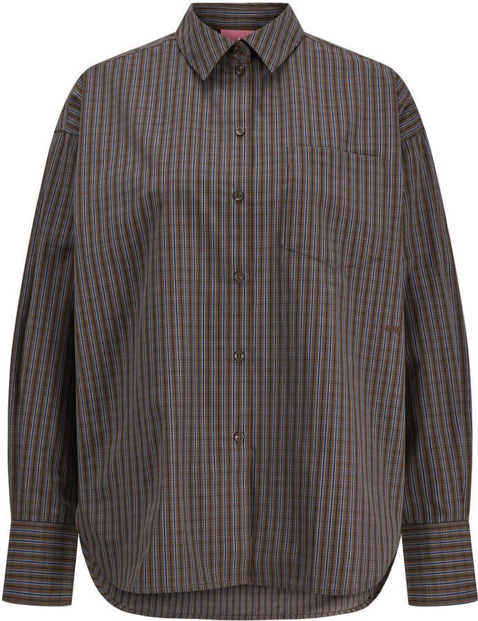 JJXX rechtvallende geruite blouse bruin