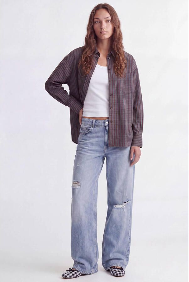 JJXX rechtvallende geruite blouse bruin - Foto 3