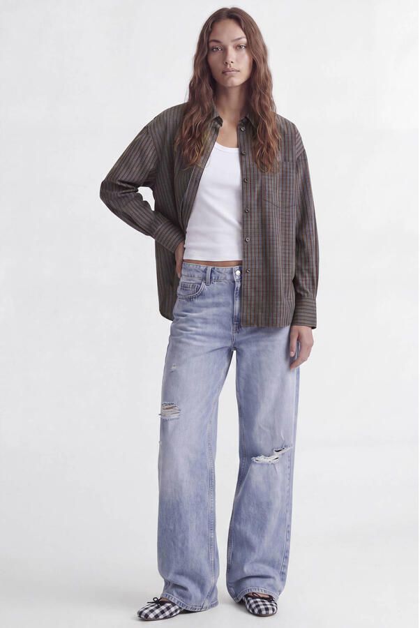 JJXX rechtvallende geruite blouse bruin - Foto 2