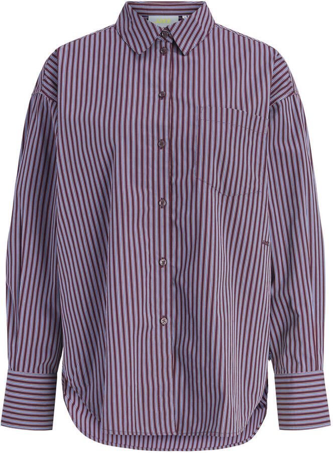 JJXX rechtvallende gestreepte blouse donkerrood