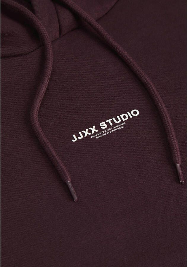 JJXX rechtvallende hoodie met tekst donkerrood