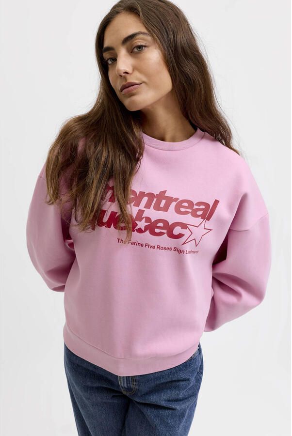JJXX rechtvallende sweater met tekst roze - Foto 2