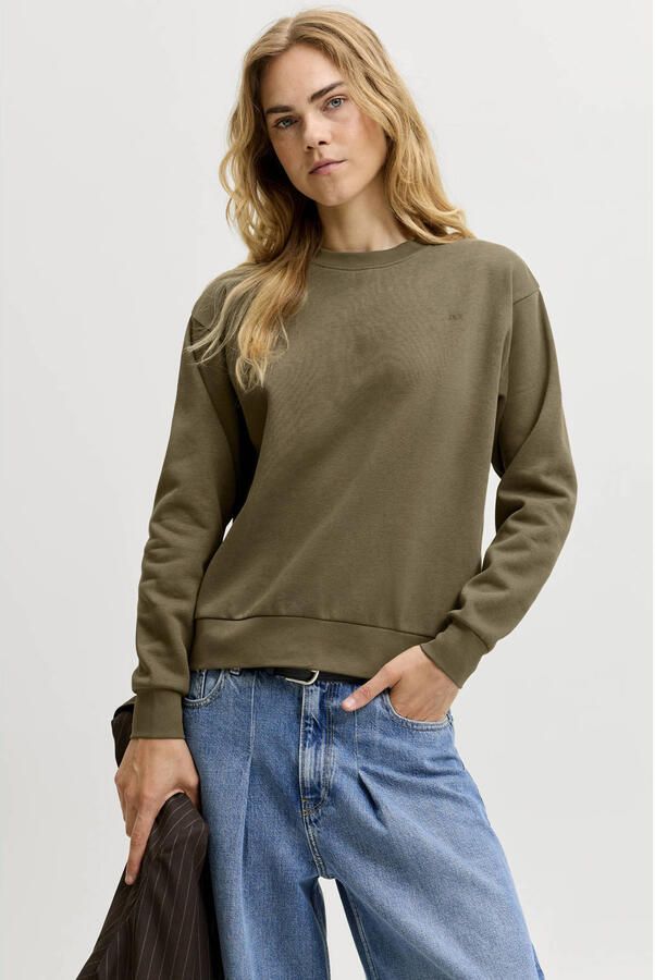 JJXX rechtvallende sweater olijfgroen