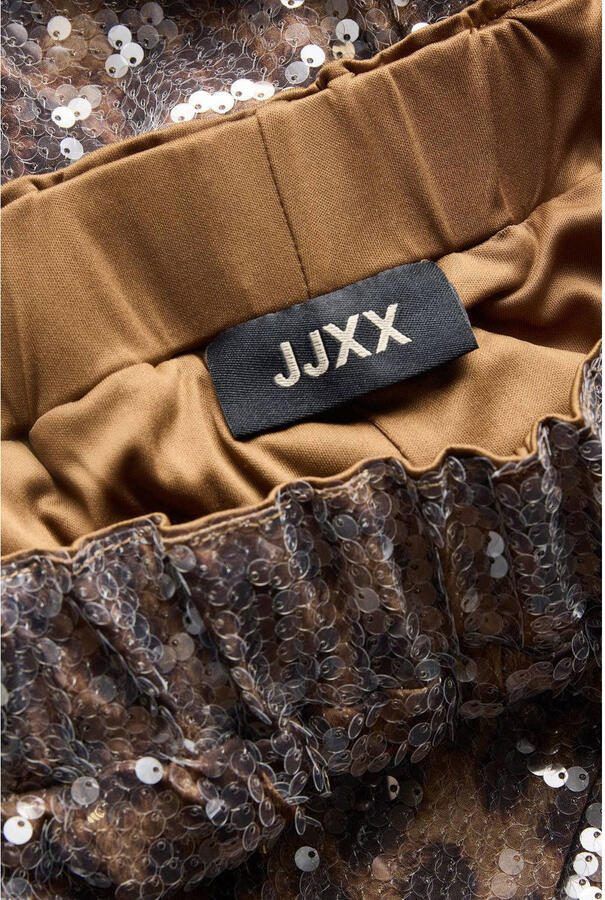 JJXX relaxed regular waist casual broek met panterprint bruin met pailletten - Foto 2