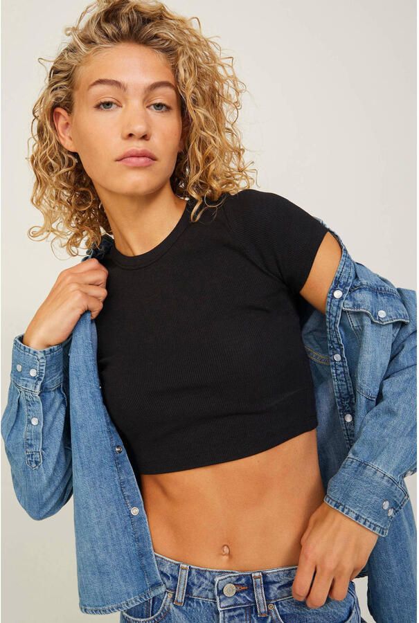 JJXX Shirt met ronde hals JXFLORIE STR SS RIB TEE JRS