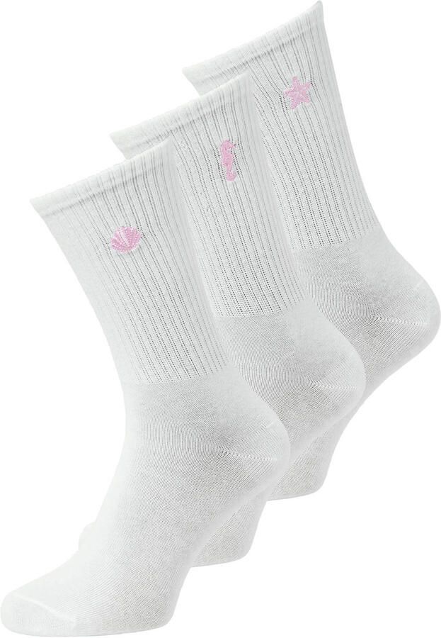 JJXX sokken JXREESE wit roze (set van 3)