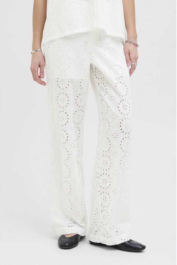 JJXX straight regular waist broek wit broderie