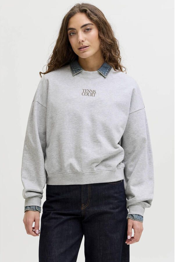 JJXX sweater met backprint grijs