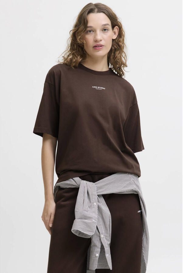 JJXX T-shirt met tekst bruin