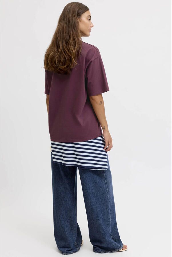 JJXX T-shirt met tekst donkerrood - Foto 3