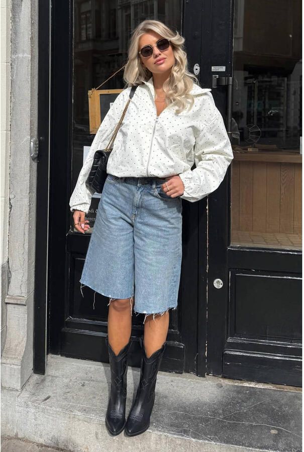 JJXX wide leg high waist short light blue denim - Foto 3