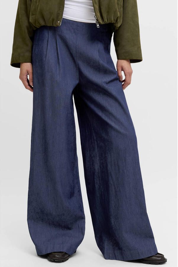 JJXX wide leg regular waist casual broek dark blue denim