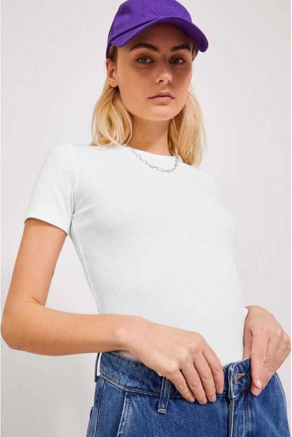 JJXX T-shirt met geribde ronde hals model 'FRANKIE' - Foto 2