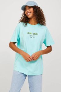 JJXX T-shirt JXSADIE met tekst lichtturquoise