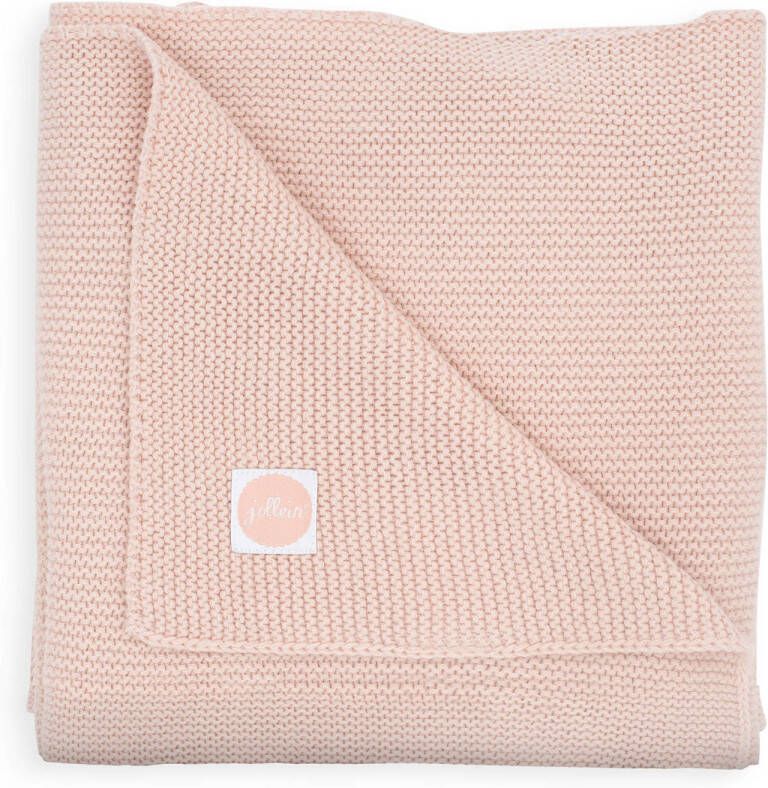 Jollein baby ledikantdeken Basic knit 100x150 cm Pale pink Babydeken Roze