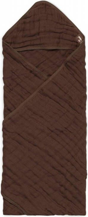 Jollein badcape wrinkled cotton 75x75cm chestnut Handdoek badcape Bruin