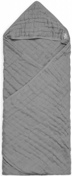 Jollein badcape wrinkled cotton 75x75cm grey Handdoek badcape Grijs
