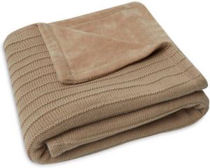 Jollein gebreide baby wiegdeken Velvet Pure Knit Biscuit 75x100 cm GOTS