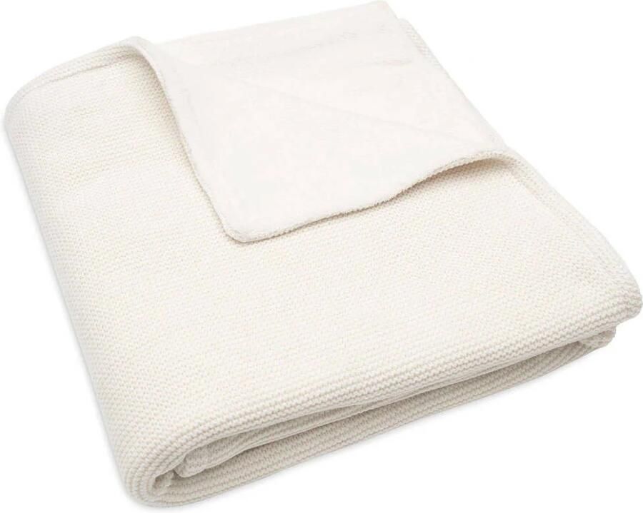 Jollein baby ledikantdeken 100x150cm Basic Knit Ivory Coral fleece Babydeken Wit