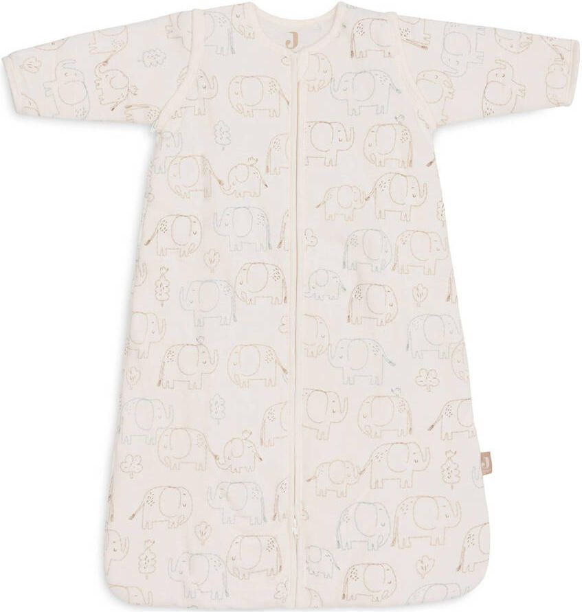 Jollein baby slaapzak met afritsbare mouw Elephant Tales ecru beige