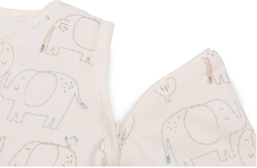 Jollein baby slaapzak met afritsbare mouw Elephant Tales ecru beige - Foto 3