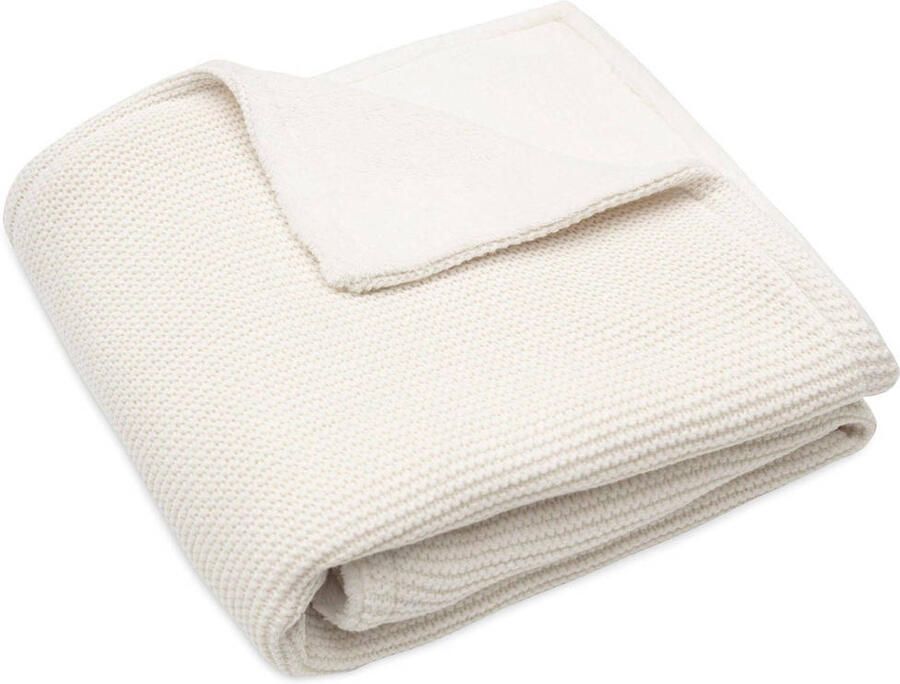 Jollein baby wiegdeken 75x100cm Basic Knit Ivory Coral fleece Babydeken Wit