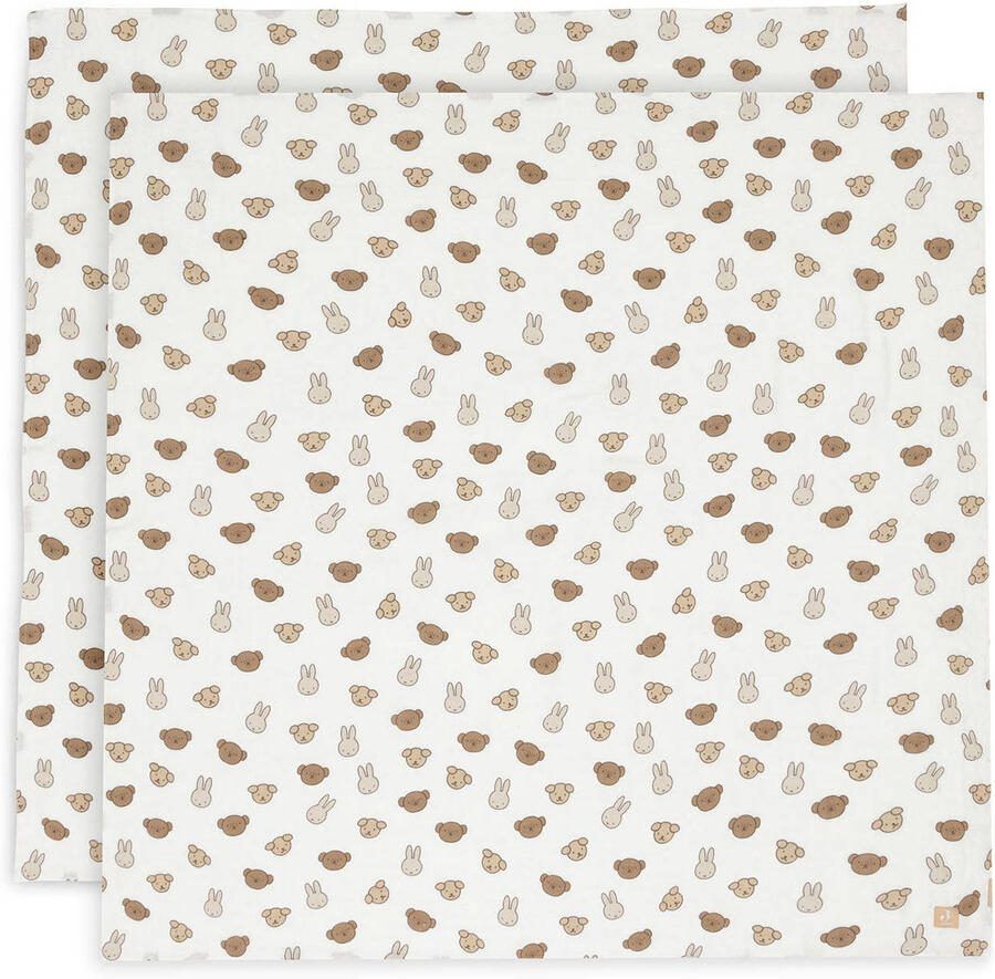 Jollein hydrofiele doek large Miffy and Friends wit beige bruin (set van 2)