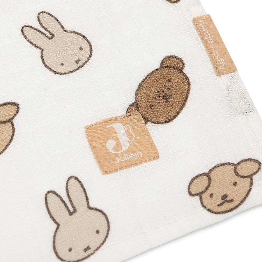 Jollein hydrofiele doek large Miffy and Friends wit beige bruin (set van 2) - Foto 2