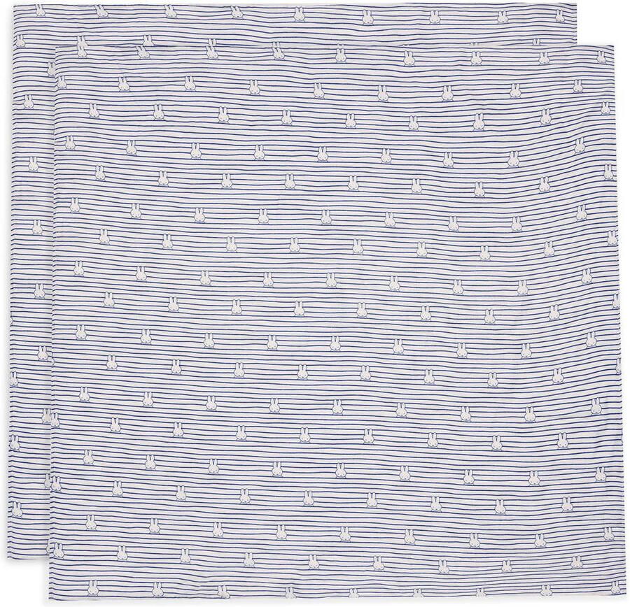 Jollein hydrofiele doek large Miffy Stripe Navy set van 2 Hydrofiele luiers Blauw