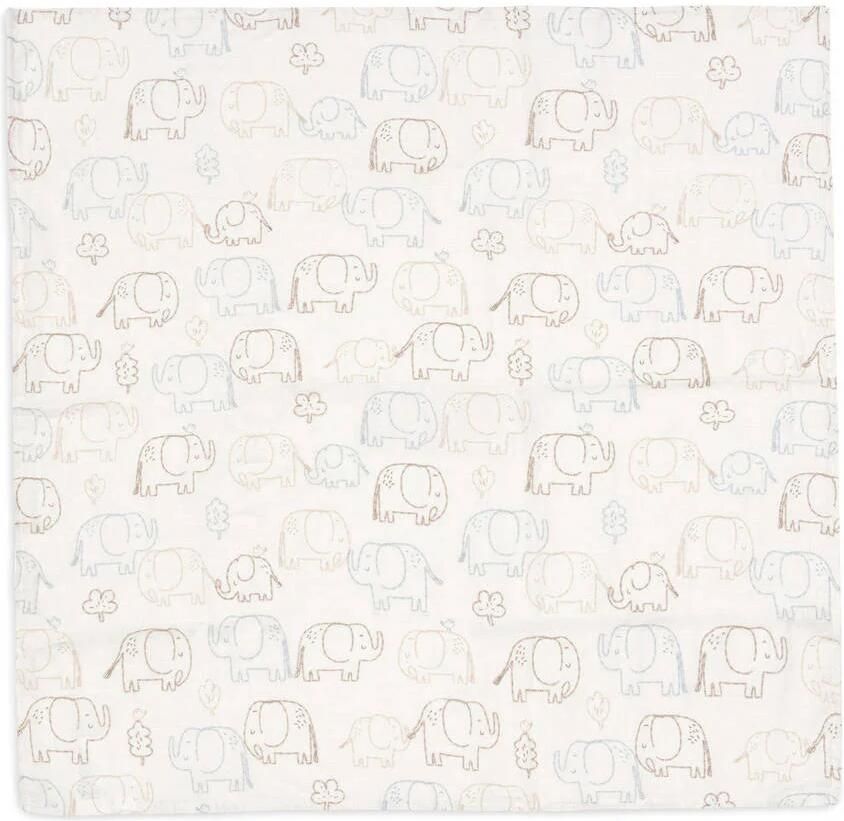 Jollein hydrofiele doek small Elephant Tales wit beige (set van 3) - Foto 2