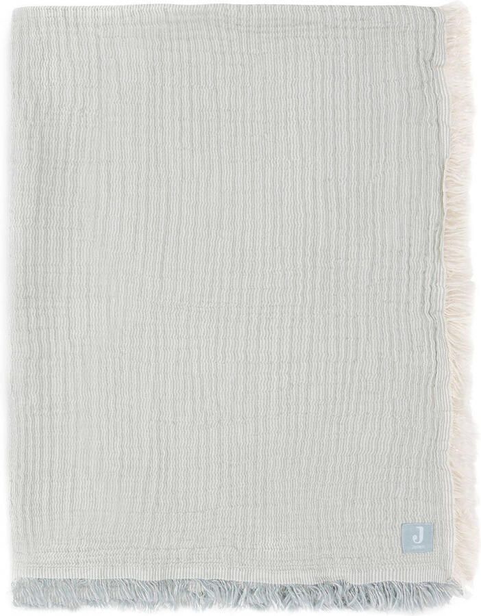 Jollein hydrofiele ledikantdeken Fringe Stripe Sea Green Ivory - Foto 3