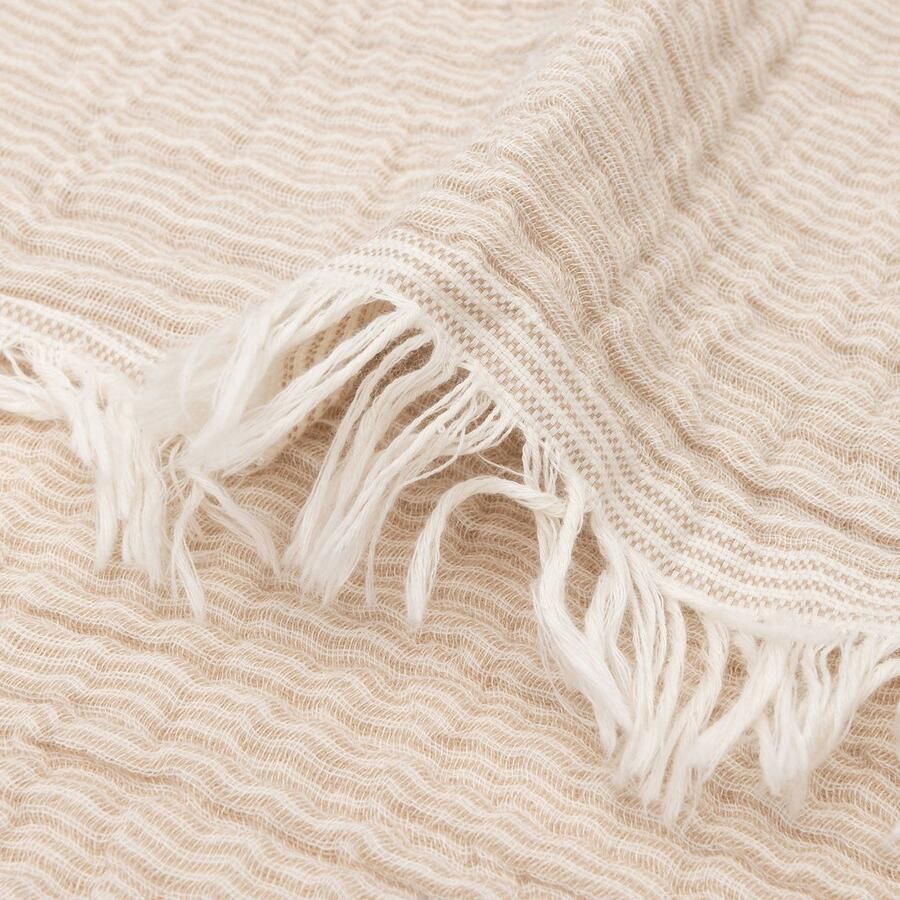Jollein hydrofiele wiegdeken Fringe Stripe Biscuit Ivory - Foto 2