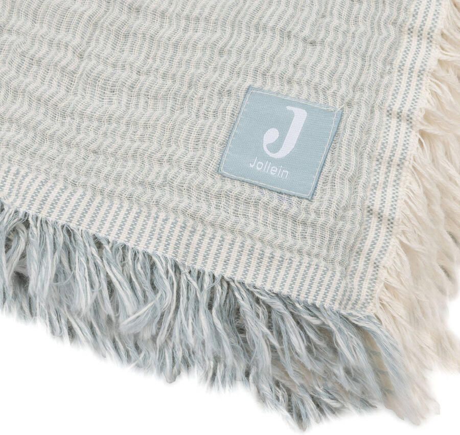 Jollein hydrofiele wiegdeken Fringe Stripe Sea Green Ivory - Foto 2