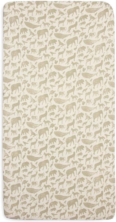 Jollein katoenen jersey ledikant hoeslaken 60x120cm Animals Olive Green Groen - Foto 3