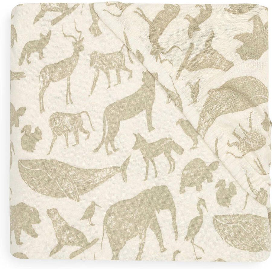 Jollein katoenen jersey ledikant hoeslaken 60x120cm Animals Olive Green Groen - Foto 2