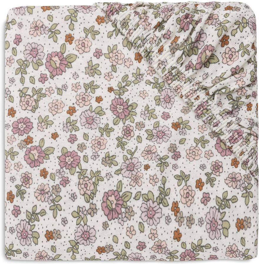 Jollein katoenen jersey ledikant hoeslaken 60x120cm Retro Flowers Roze - Foto 2