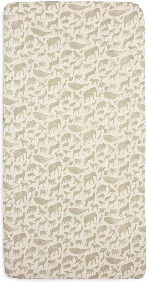 Jollein katoenen jersey ledikant hoeslaken 70x140cm Animals Olive Green Groen - Foto 3