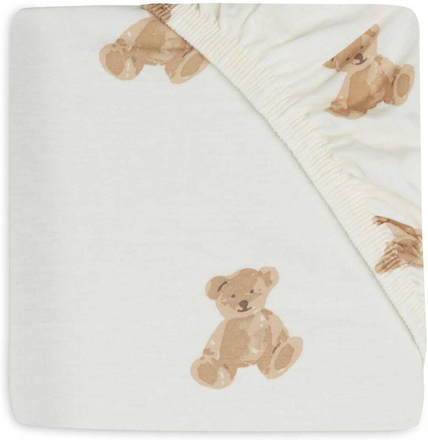 Jollein katoenen jersey wieg hoeslaken 40 50 x 80 90cm Teddy Bear Wit Personage