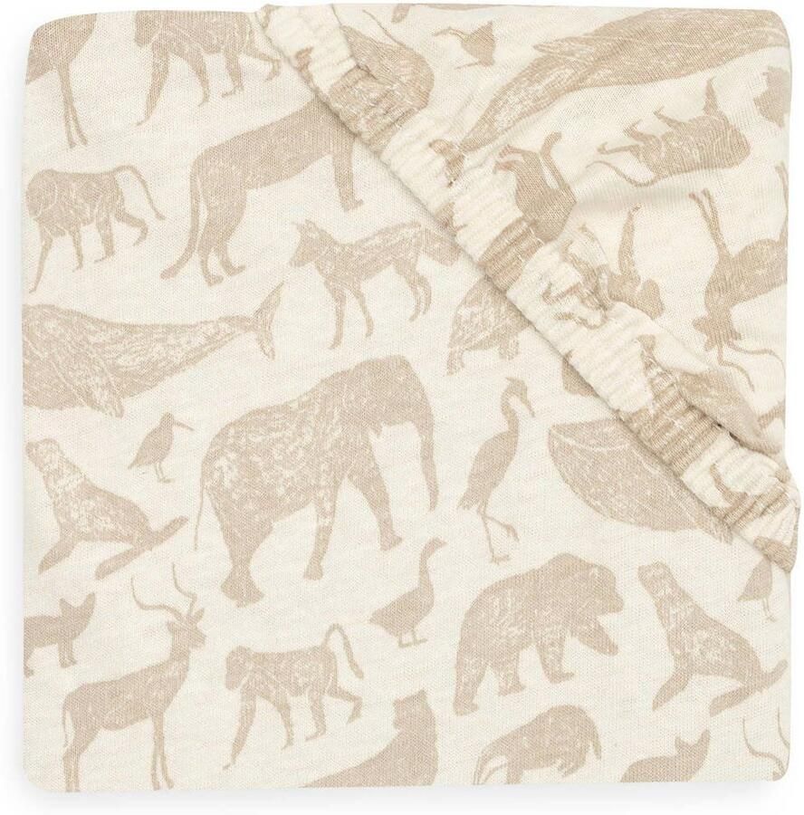 Jollein katoenen jersey wieg hoeslaken 40 50x80 90cm Animals Nougat Beige - Foto 2