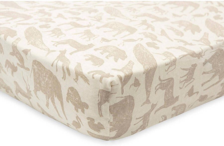 Jollein katoenen jersey wieg hoeslaken 40 50x80 90cm Animals Nougat Beige
