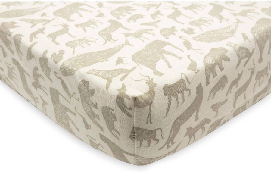 Jollein katoenen jersey ledikant hoeslaken 70x140cm Animals Olive Green Groen