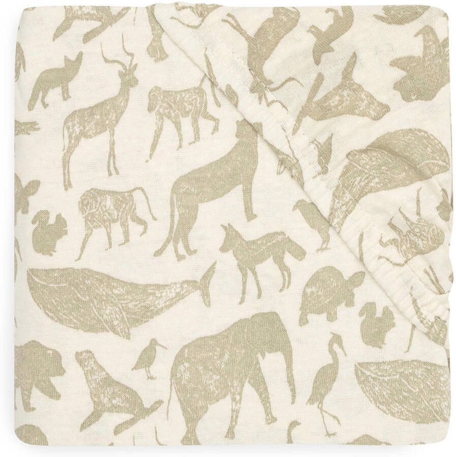 Jollein katoenen jersey wieg hoeslaken 40 50x80 90cm Animals Olive Green Groen - Foto 2