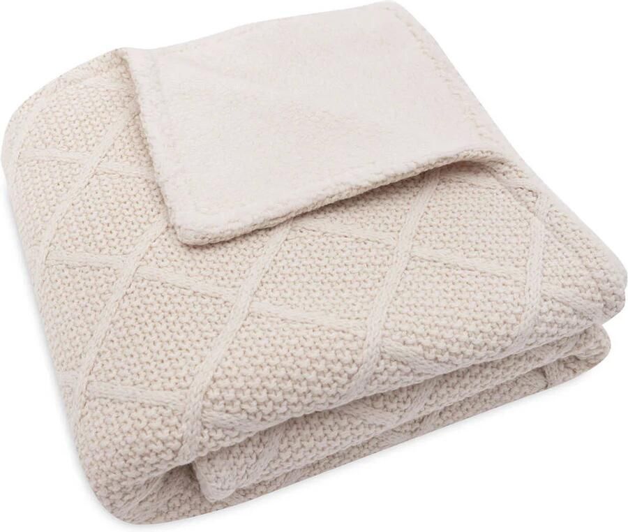 Jollein ledikantdeken Check Knit Oatmeal Teddy Fleece