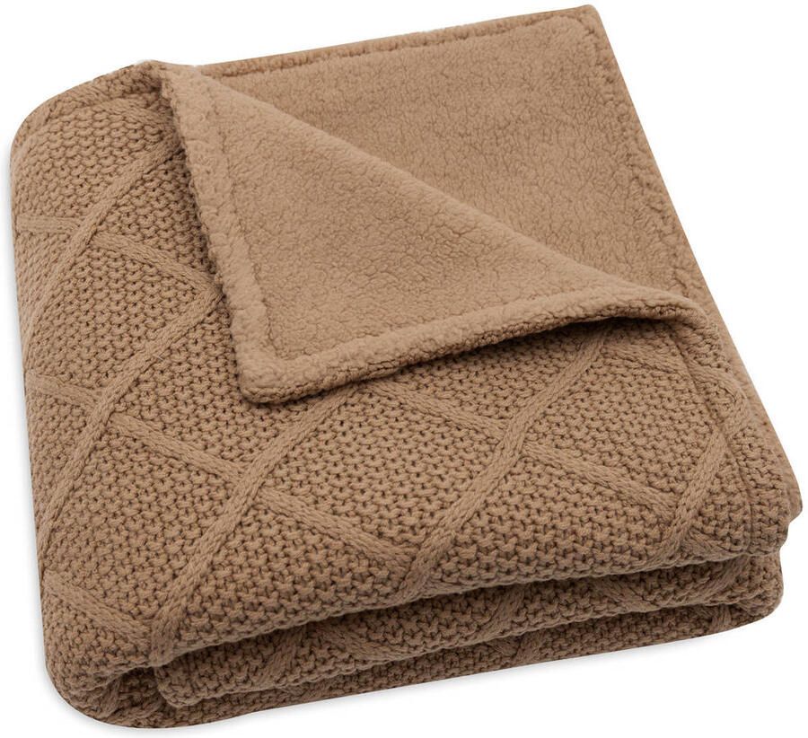 Jollein wiegdeken Check Knit Biscuit Teddy Fleece
