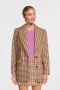 JOSH V geruite rechtvallende blazer Marlot met wol lichtbruin - Thumbnail 2