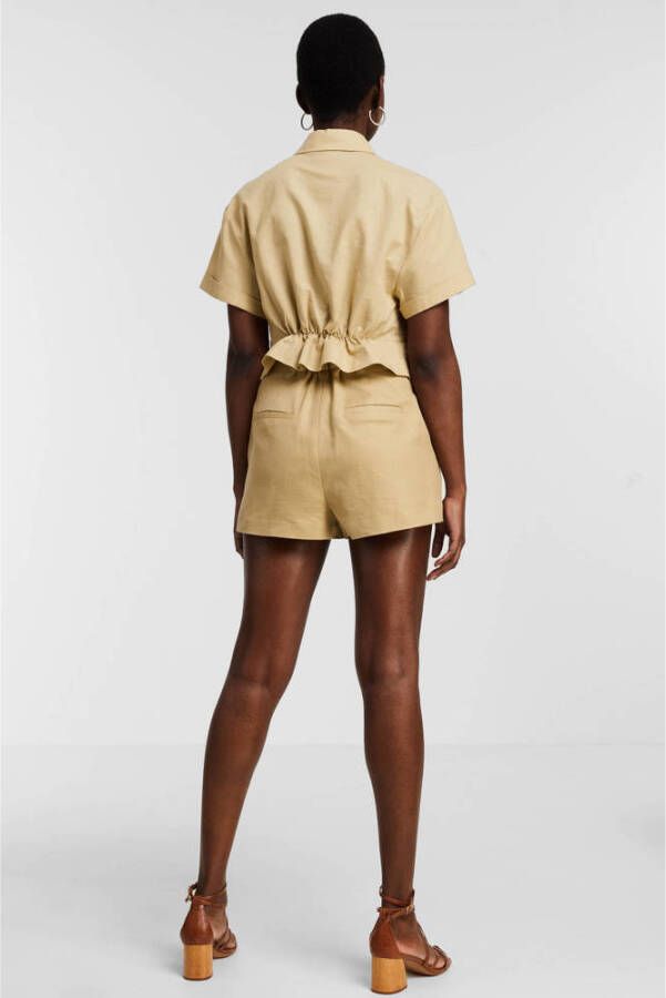 JOSH V high waist regular fit korte broek Loretta met textuur beige