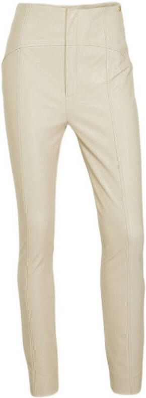 JOSH V imitatieleren cropped high waist slim fit tregging Marym ecru