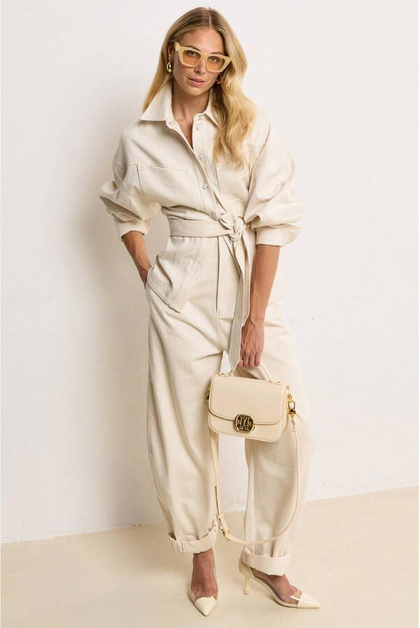 JOSH V barrel high waist broek ecru